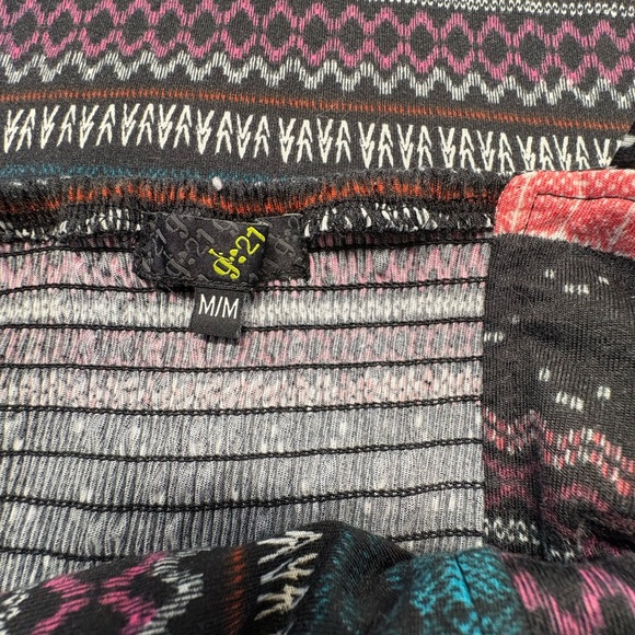 Striped Black Maxi Sundress with Pink and Teal Accents Size Medium - Picture 3 of 6